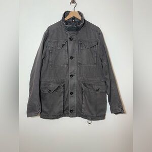 G-Star RAW Field Jacket Mens Sz XL Gray Canvas Military Utility Chore Coat